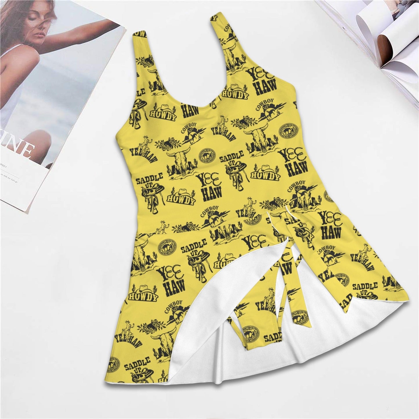 Cowgirl Graphics Skirted One Piece Swim Suit
