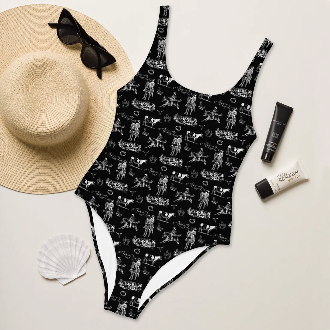 Yeehaw Ranch Life One Piece Swimsuit size XL