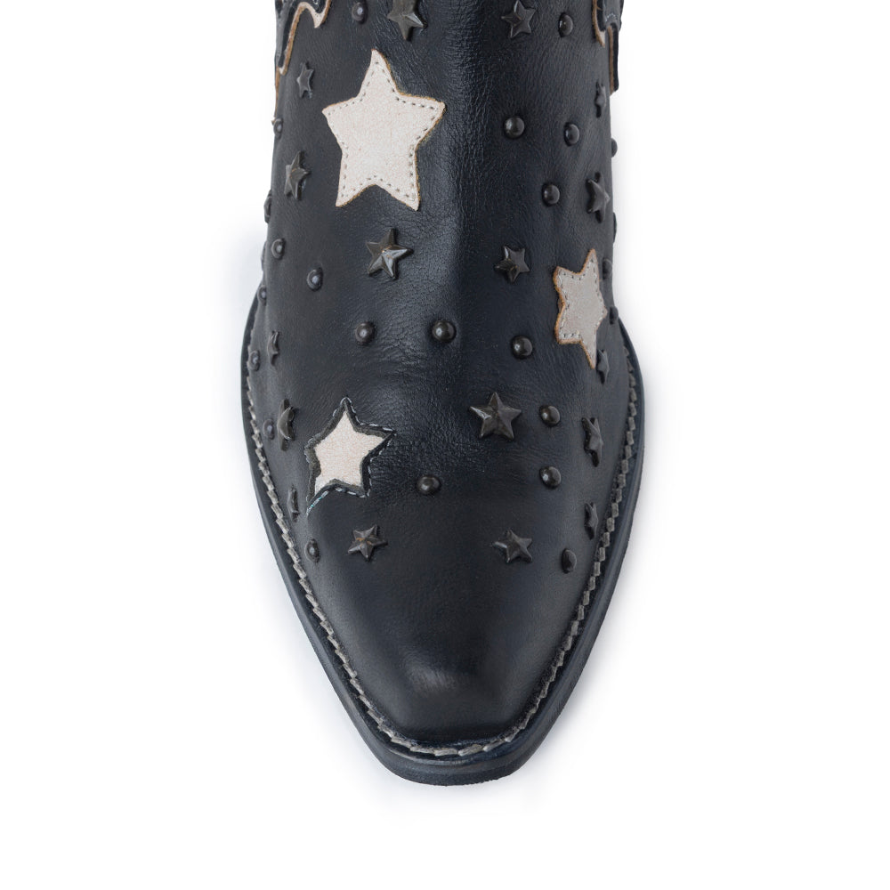 Myra Lone Star Sky Leather Rodeo Boots - Spilt-Top Handstitched Western Boots with Stud Detail for Rodeo Elegance