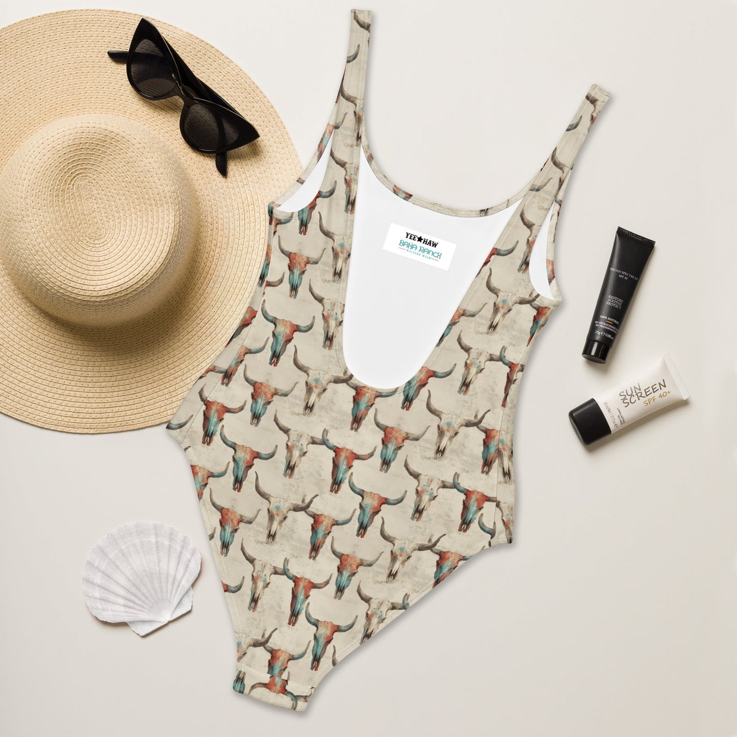 Yeehaw Bullhead Skulls One-Piece Swimsuit