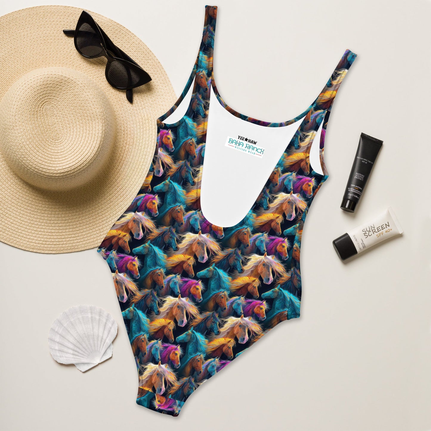 Yeehaw Wild Horses One-Piece Swimsuit