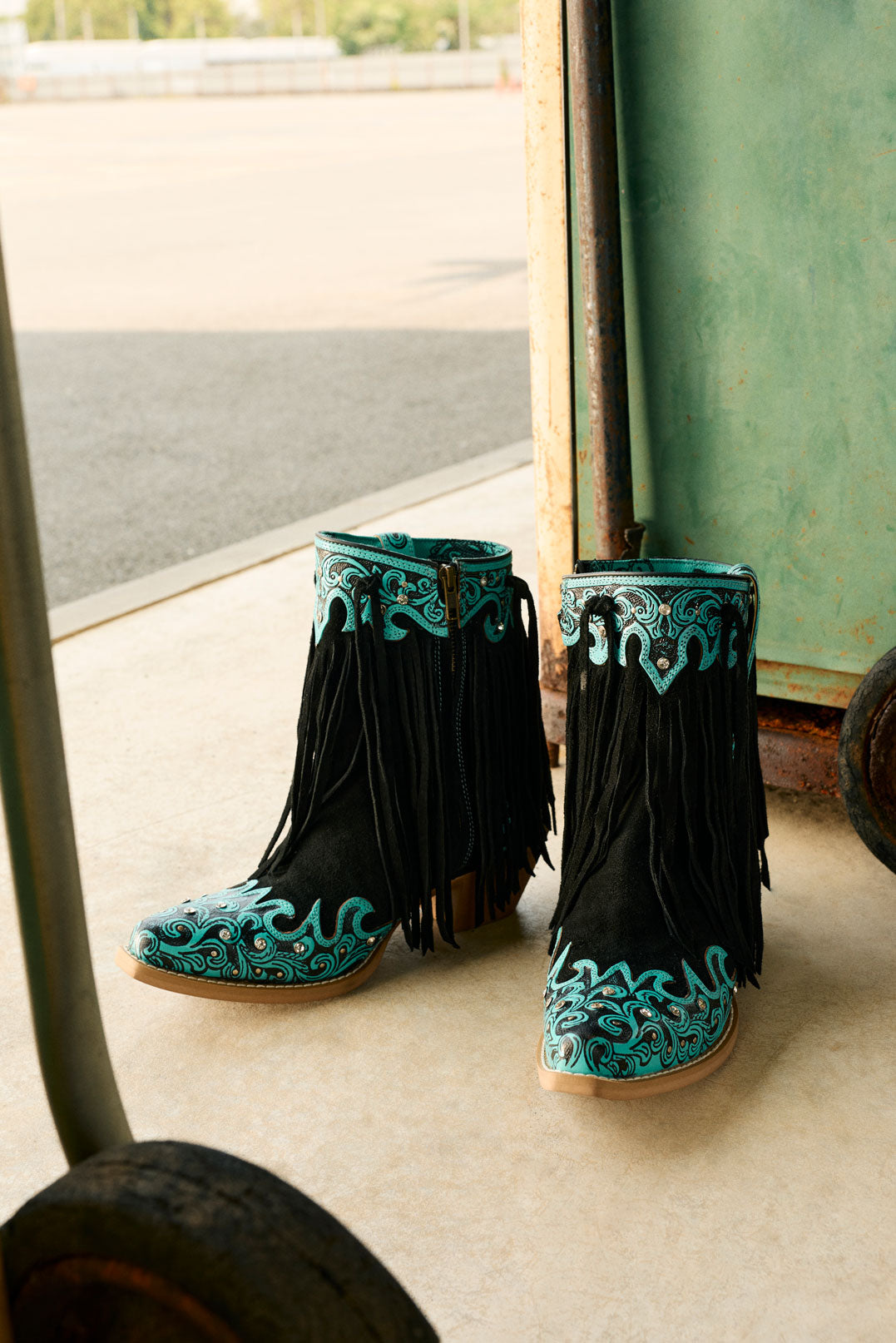 Myra Nashville Nights Boots for Women in Twilight, Handtooled Genuine Leather with Swarovski Stones