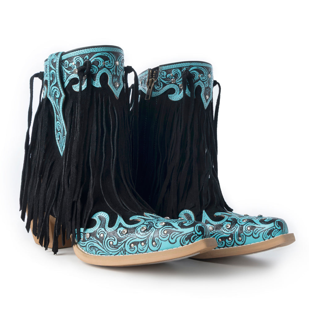Myra Nashville Nights Boots for Women in Twilight, Handtooled Genuine Leather with Swarovski Stones