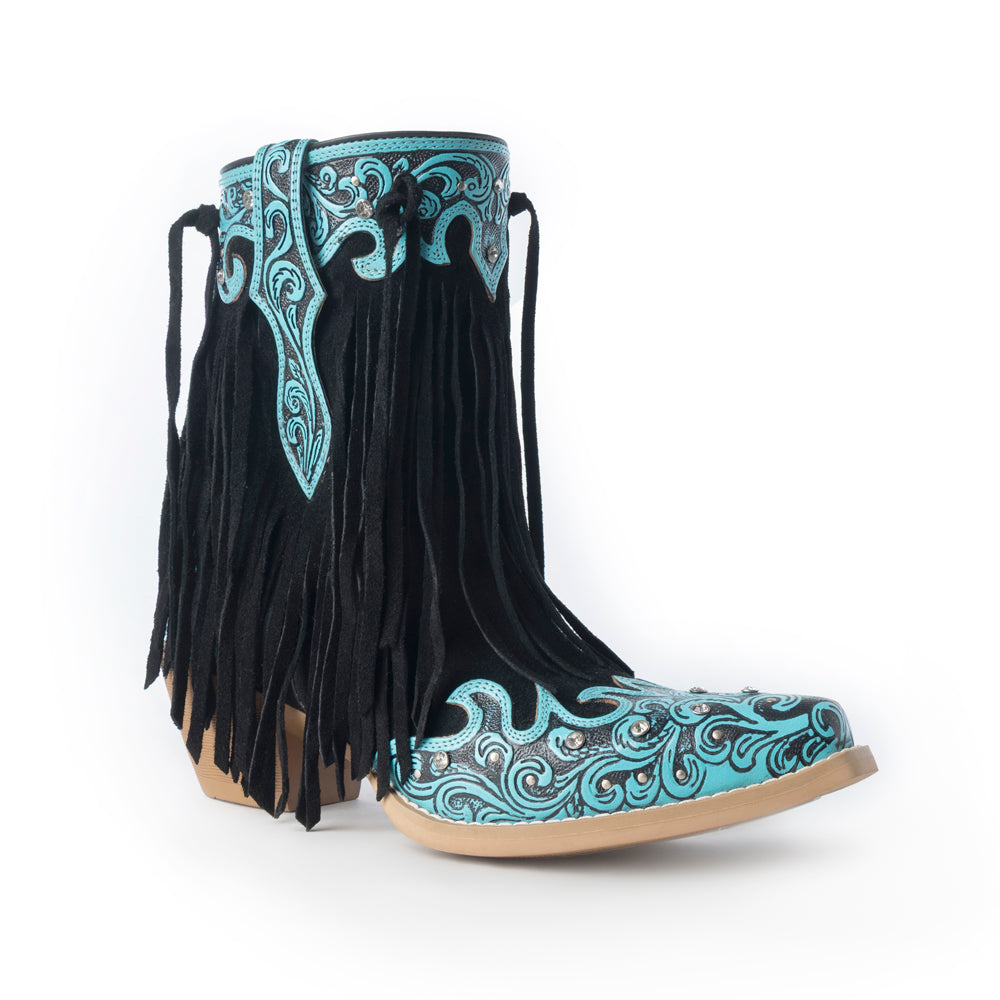 Myra Nashville Nights Boots for Women in Twilight, Handtooled Genuine Leather with Swarovski Stones