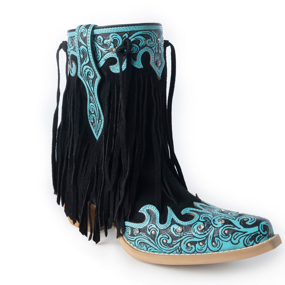 Myra Nashville Nights Boots for Women in Twilight, Handtooled Genuine Leather with Swarovski Stones