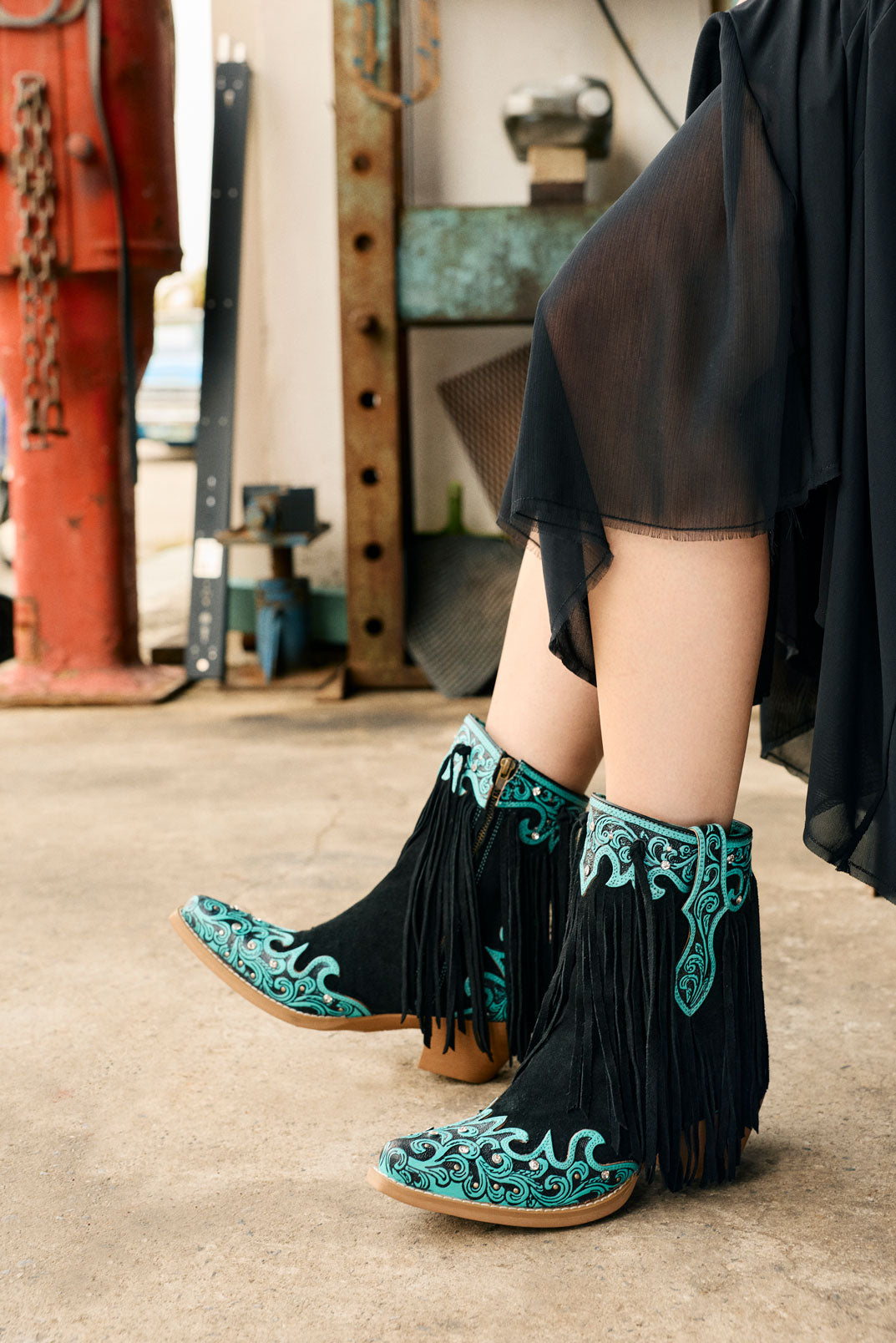 Myra Nashville Nights Boots for Women in Twilight, Handtooled Genuine Leather with Swarovski Stones