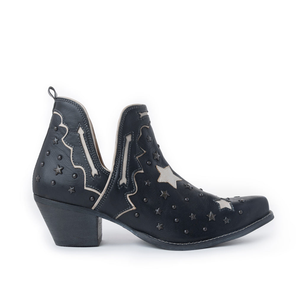 Myra Lone Star Sky Leather Rodeo Boots - Spilt-Top Handstitched Western Boots with Stud Detail for Rodeo Elegance