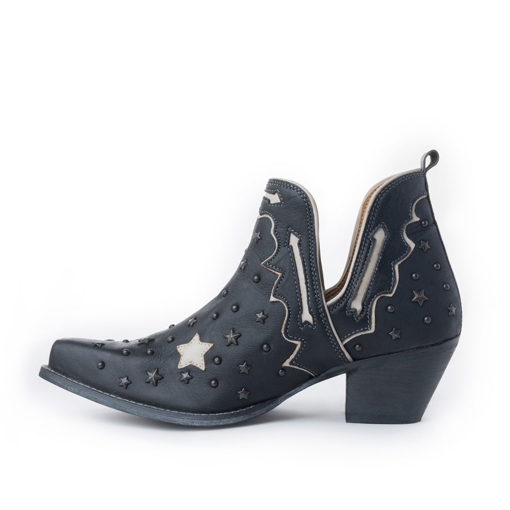 Myra Lone Star Sky Leather Rodeo Boots - Spilt-Top Handstitched Western Boots with Stud Detail for Rodeo Elegance