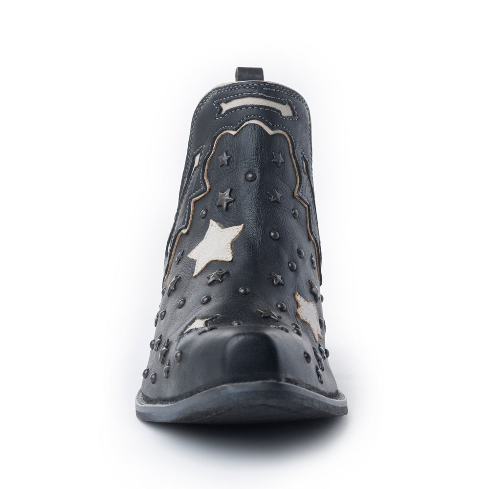 Myra Lone Star Sky Leather Rodeo Boots - Spilt-Top Handstitched Western Boots with Stud Detail for Rodeo Elegance