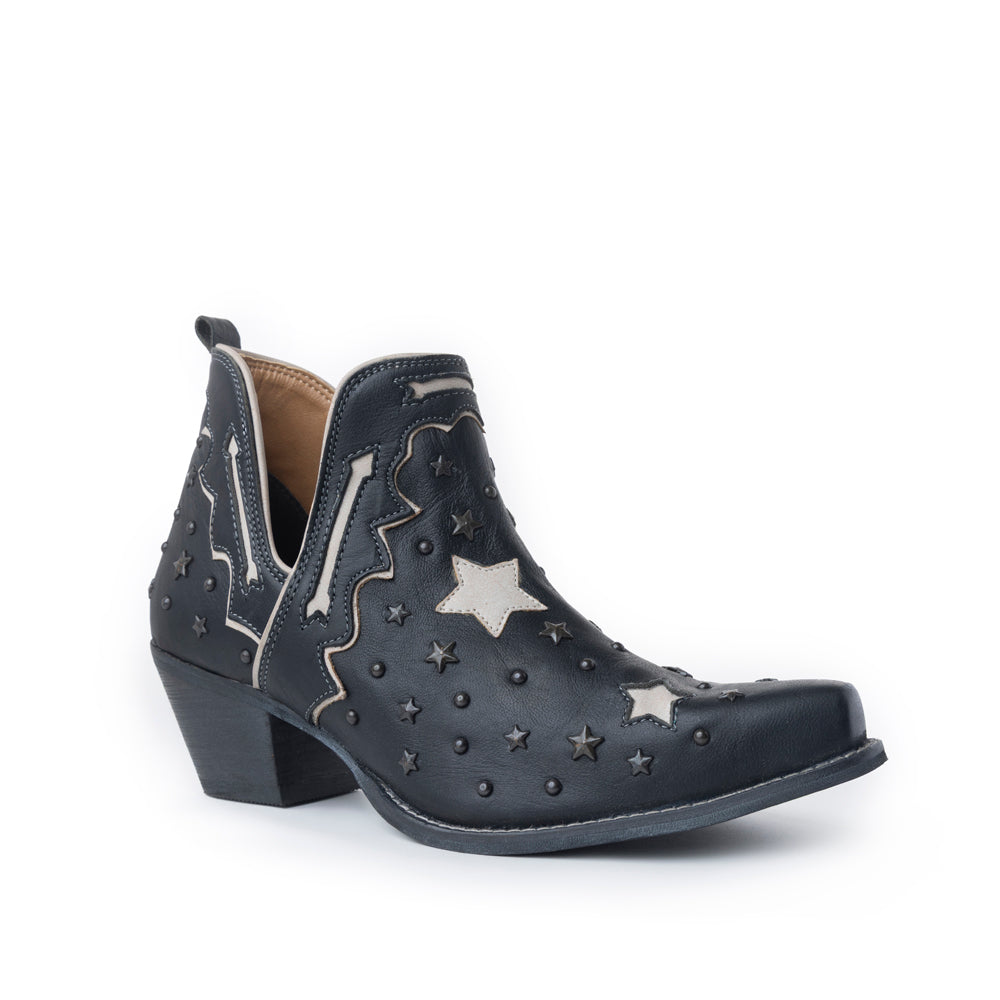 Myra Lone Star Sky Leather Rodeo Boots - Spilt-Top Handstitched Western Boots with Stud Detail for Rodeo Elegance