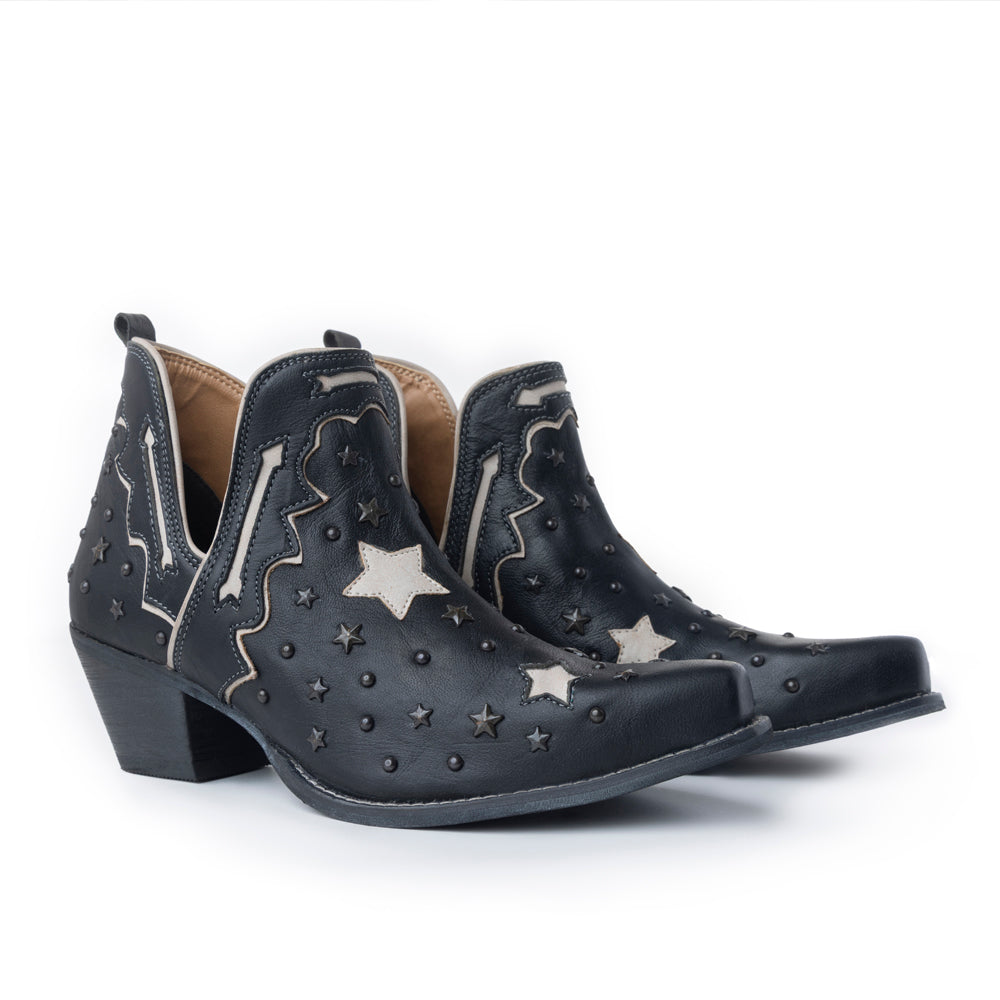 Myra Lone Star Sky Leather Rodeo Boots - Spilt-Top Handstitched Western Boots with Stud Detail for Rodeo Elegance