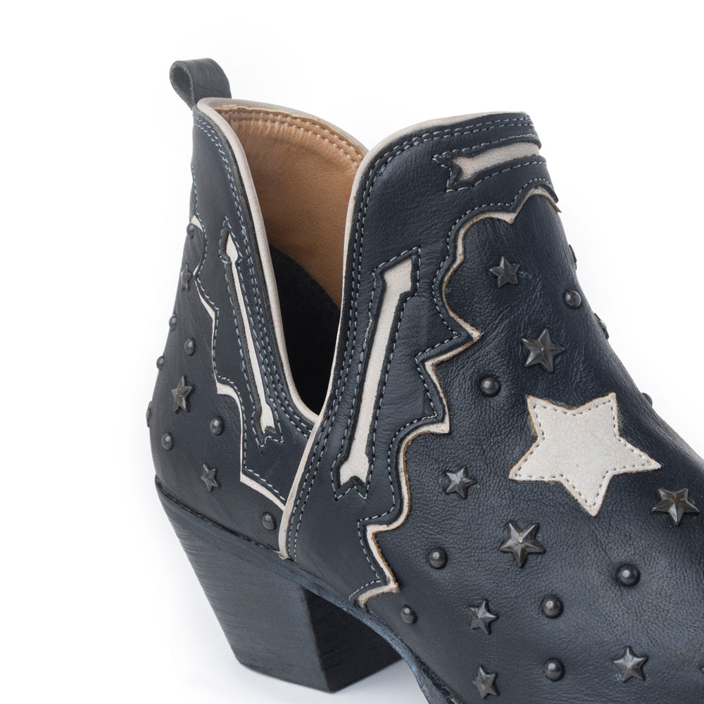 Myra Lone Star Sky Leather Rodeo Boots - Spilt-Top Handstitched Western Boots with Stud Detail for Rodeo Elegance