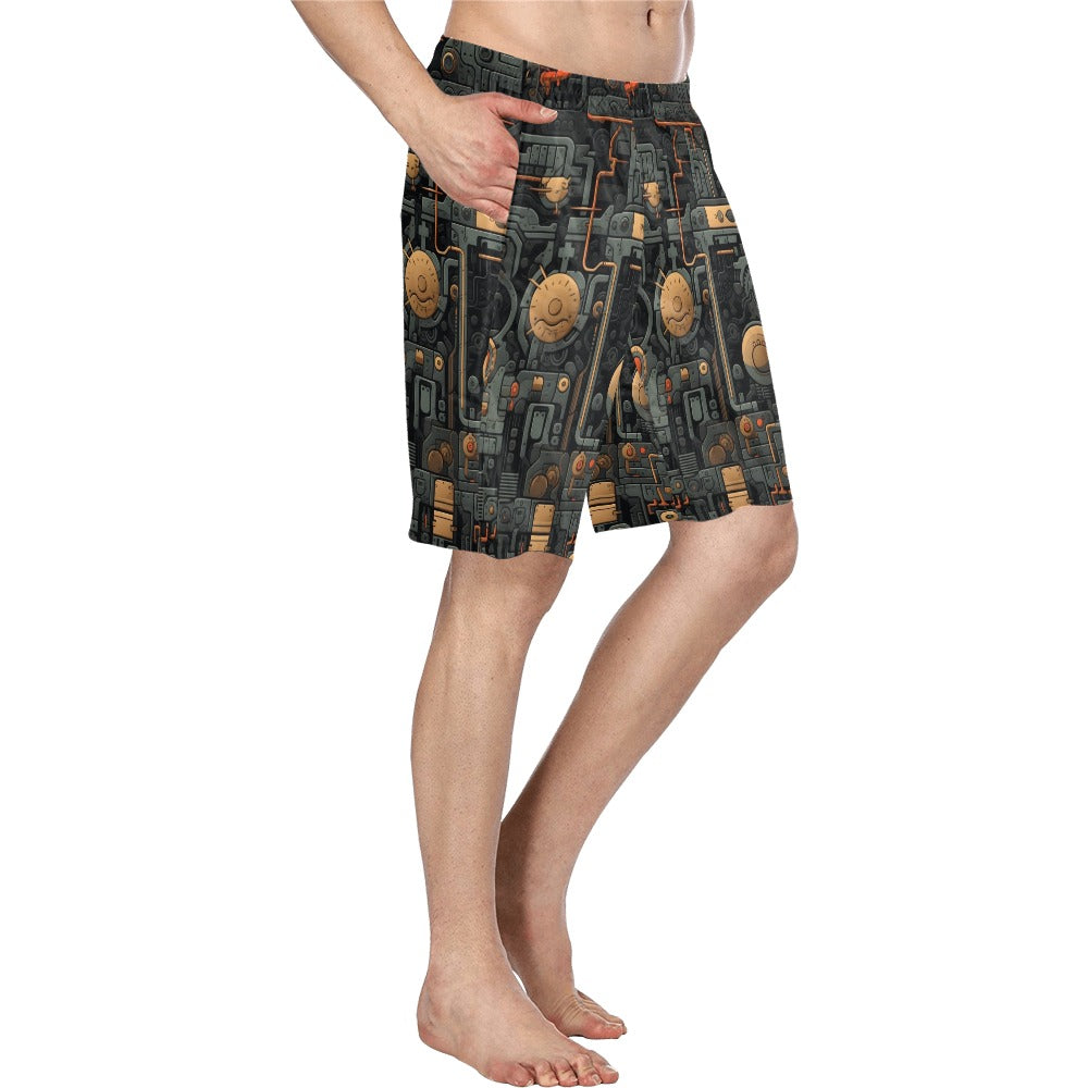 Cyber Digital Gaming Men's Beach Board Swim Shorts