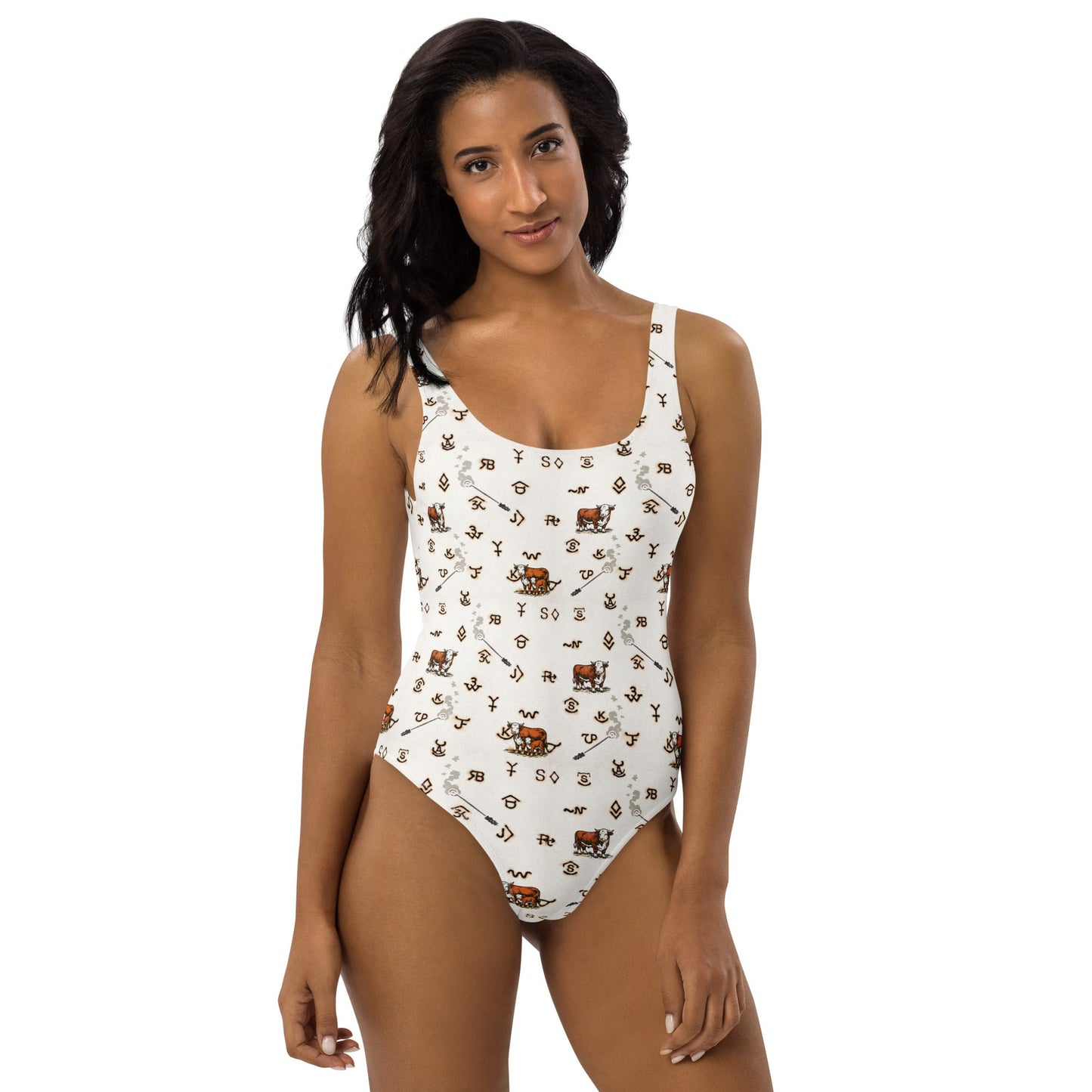 Yeehaw Hereford Brands One-Piece Swimsuit