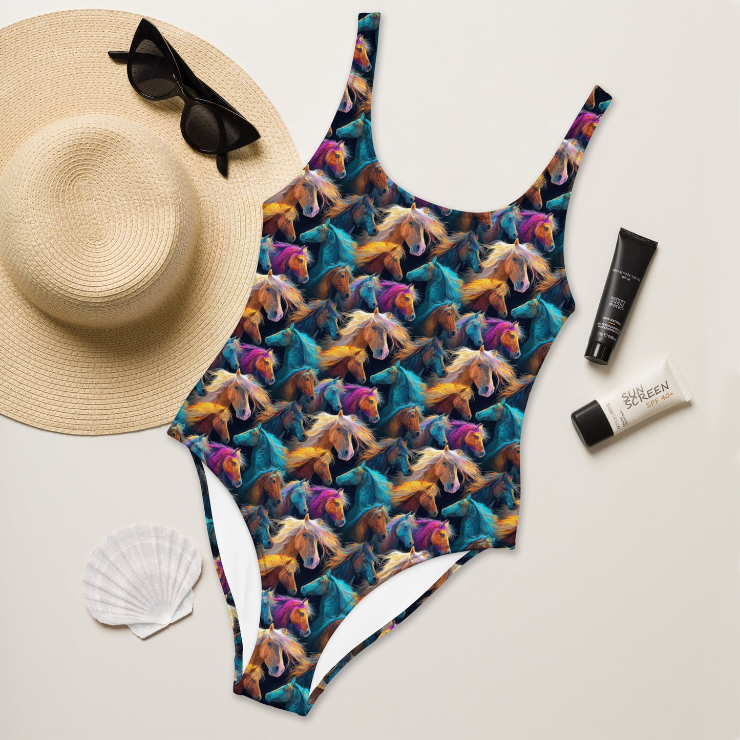 Yeehaw Wild Horses One-Piece Swimsuit