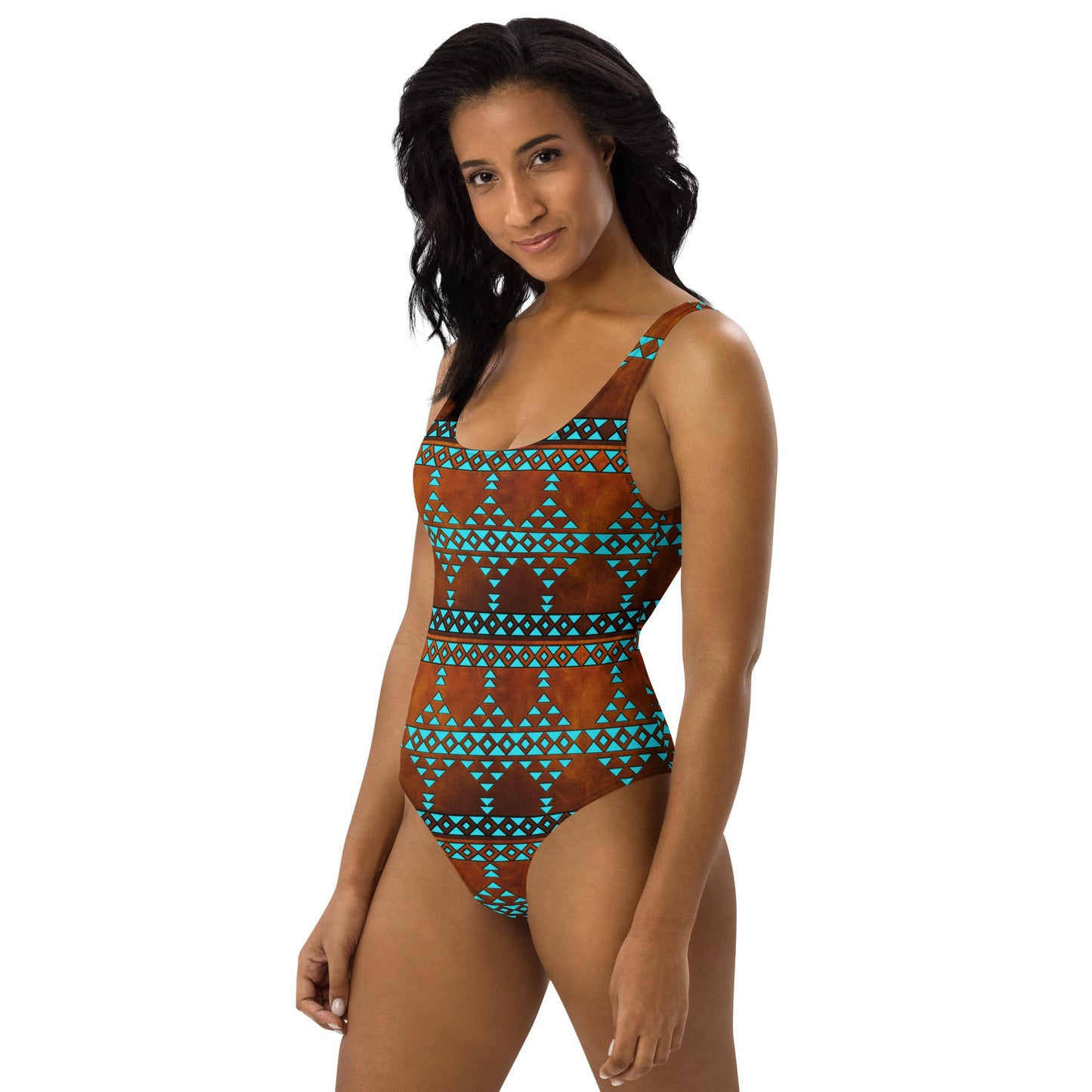Yeehaw Turquoise Aztec One-Piece Swimsuit