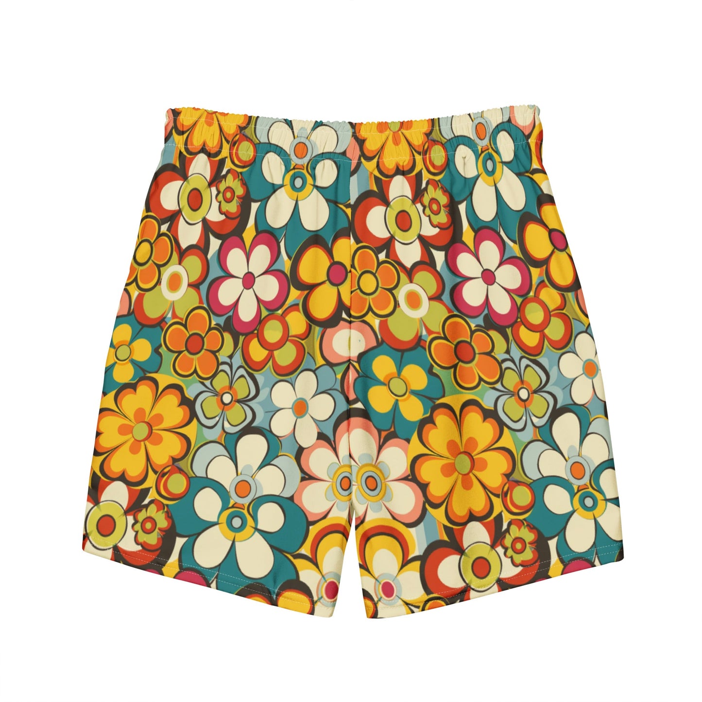 Yeehaw Woodstock Retro Floral Men's Swim Trunks