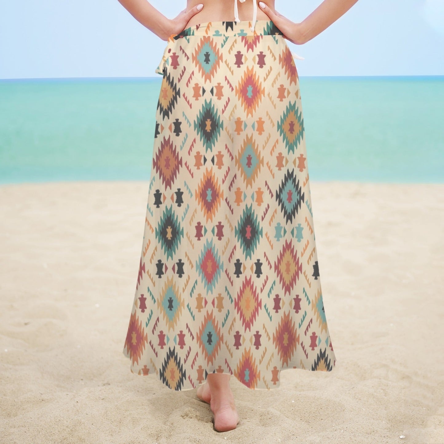 Cream Aztec Beach Swim Coverup Skirt