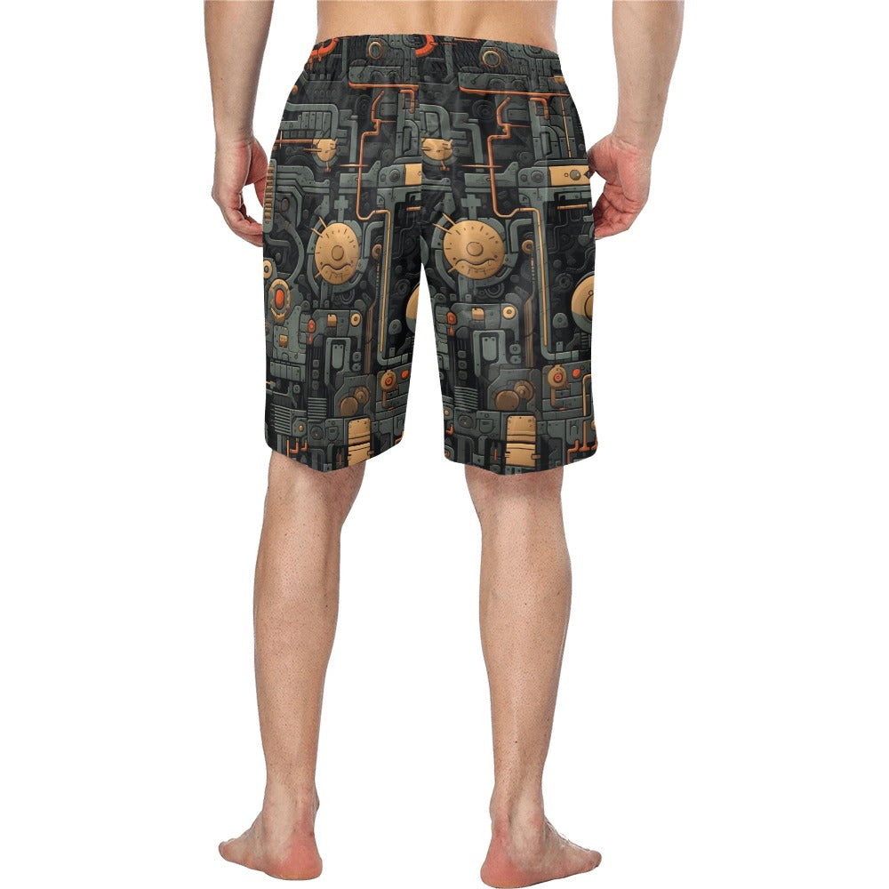 Cyber Digital Gaming Men's Beach Board Swim Shorts