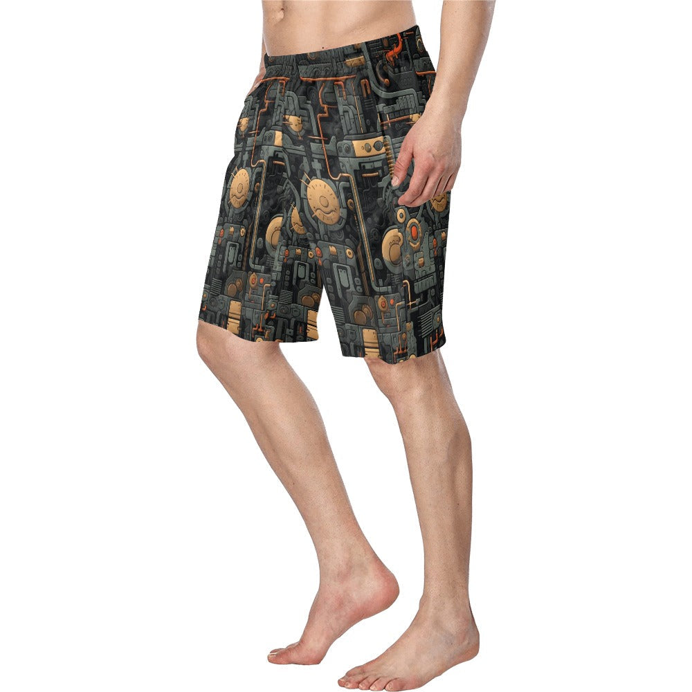 Cyber Digital Gaming Men's Beach Board Swim Shorts