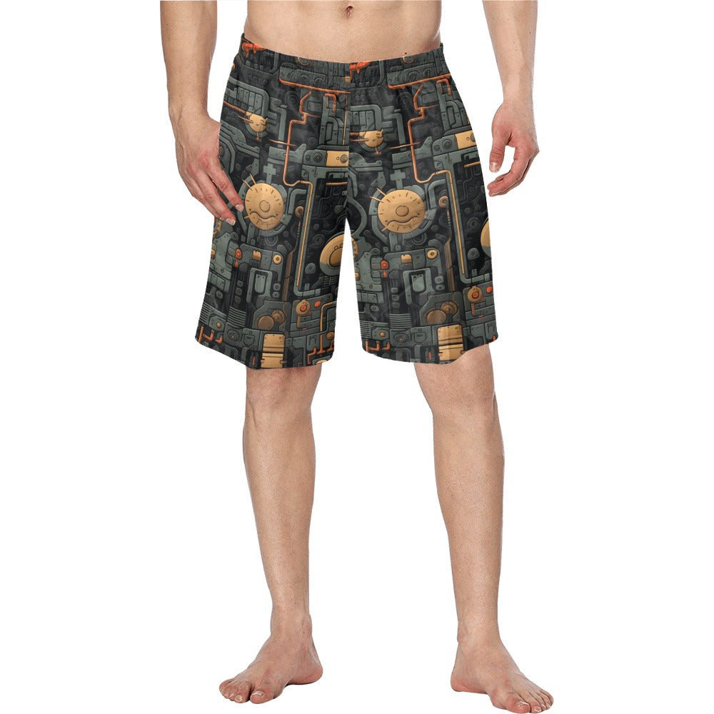 Cyber Digital Gaming Men's Beach Board Swim Shorts