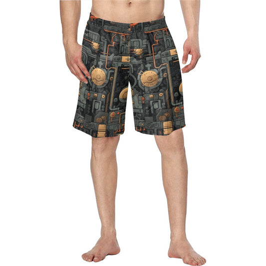 Cyber Digital Gaming Men's Beach Board Swim Shorts